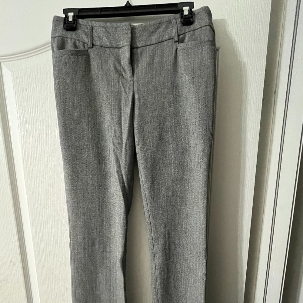 EXPRESS BARELY BOOTCUT LOW RISE V-NOTCH DRESS PANTS WOMEN GREY BLACK SIZE 2 REG